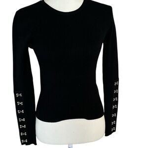 Zara Black SweaterWith Hook and Eye Detailed Sleeves